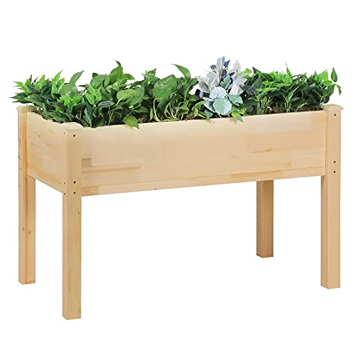 Raised Garden Bed 48x24x30 in Elevated Wood Planter Box Kit Stand with Legs Outdoor Gardening for Vegetable/Flower/Herb, Stand for Backyard/Patio/Balcony, 220lb Capacity